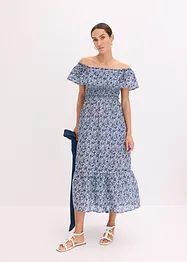 Boho-Midikleid mit Carmenausschnitt aus leichter Baumwolle, bonprix