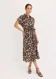 bedrucktes Midikleid in Leinen-Optik, bonprix
