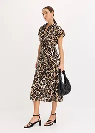 bedrucktes Midikleid in Leinen-Optik, bonprix