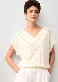 T-Shirt aus reinem Leinen mit Spitze, bonprix