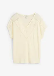 T-Shirt aus reinem Leinen mit Spitze, bonprix
