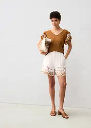 Stricktop mit Seidenanteil und Chiffonärmeln, bonprix