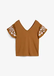 Stricktop mit Seidenanteil und Chiffonärmeln, bonprix