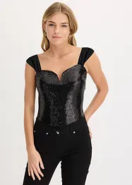Body mit Pailletten, bonprix