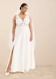 Brautkleid aus glänzendem Satin mit Blumen-Applikation, bonprix