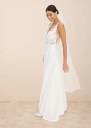 Brautkleid aus glänzendem Satin mit Blumen-Applikation, bonprix