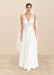 Brautkleid aus glänzendem Satin mit Blumen-Applikation, bonprix