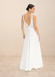 Brautkleid aus glänzendem Satin mit Blumen-Applikation, bonprix