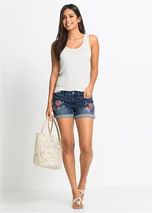 Jeans-Shorts Mid Waist, Stickerei, bonprix