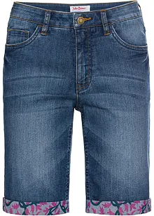 Stretch-Jeans-Bermuda mit farbigem Umschlag, bonprix