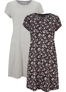 Shirtkleid mit seitlichen Schlitzen aus reiner Baumwolle (2er Pack), bonprix