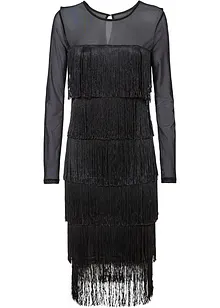Midikleid aus luftigem Mesh mit Fransen, bonprix
