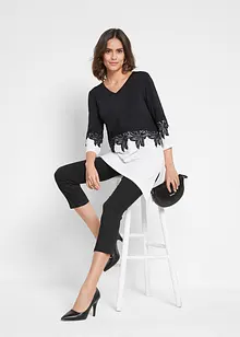 Longshirt mit asymmetrischem Schnitt und Spitze, bonprix