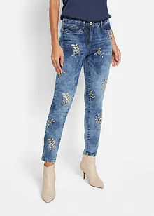 Jeans mit floraler Stickerei, bonprix