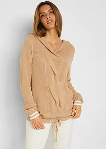 Pullover mit Kapuze und raffiniertem Zopfmuster, bonprix