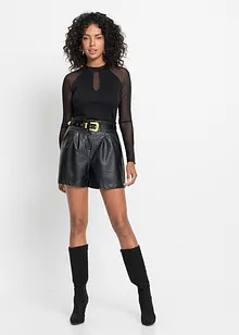 Lederimitat-Shorts mit Gürtel, bonprix