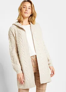 Strickjacke mit Zopfmuster und Kapuze, bonprix