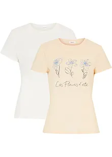 Basic T-Shirt mit Druck (2er Pack), bonprix