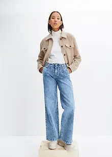 Wide-Leg-Jeans, Mid Waist mit Schmuckknöpfen, bonprix