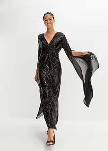 Paillettenkleid mit langen Chiffon-Ärmeln, bonprix