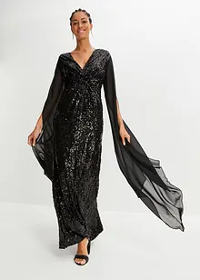 Paillettenkleid mit langen Chiffon-Ärmeln, bonprix