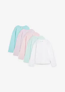 Weites Longshirt mit Rundhalsausschnitt (5er Pack), langarm, bonprix