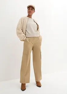 Wide Leg Cargo-Hose mit Bundfalten und Bequembund, 7/8-Länge, bonprix