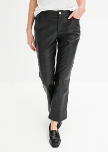 Verkürzte Lederimitat-Hose mit ausgestelltem Bein, bonprix