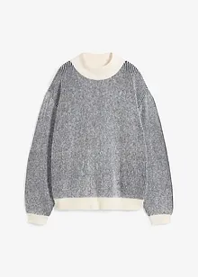 Gestreifter Pullover mit Stehkragen, bonprix