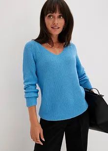 Gerippter Pullover aus reiner Baumwolle, bonprix