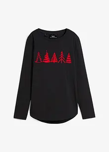 Baumwoll Langarm-Shirt mit Weihnachtsmotiv, bonprix