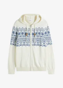 Norweger Kapuzenstrickjacke mit Komfortschnitt und Baumwolle, bonprix