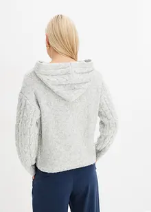 Strickpullover mit Zopfmuster und Kapuze, bonprix