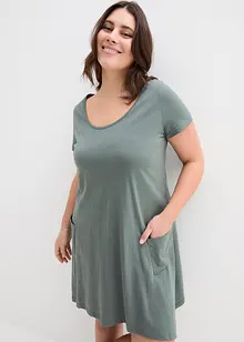Kurzes Baumwoll-Shirtkleid aus Flammgarn, bonprix