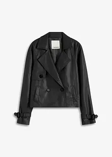 kurzer Lederimitat-Trenchcoat, bonprix