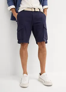 Regular Fit Cargo-Bermuda mit Gürtel aus Leinen-Mix, bonprix