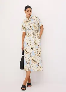 Hemdblusenkleid aus Viskose mit Bindeband (2.-tlg.), bonprix