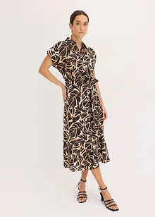 bedrucktes Midikleid in Leinen-Optik, bonprix