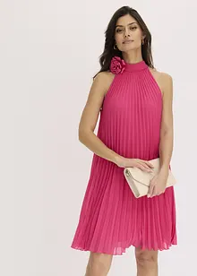 Chiffonkleid mit Plisseé und Blumen-Applikation, bonprix