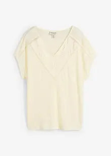 T-Shirt aus reinem Leinen mit Spitze, bonprix