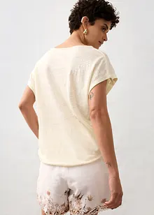 T-Shirt aus reinem Leinen mit Spitze, bonprix
