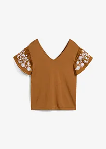 Stricktop mit Seidenanteil und Chiffonärmeln, bonprix