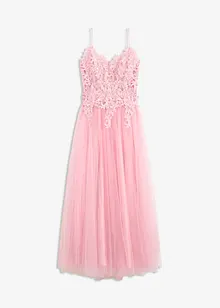 Maxikleid aus zartem Tüll mit Spitze, bonprix