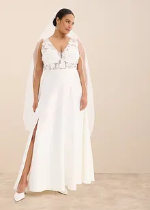 Brautkleid aus glänzendem Satin mit Blumen-Applikation, bonprix