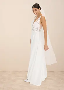 Brautkleid aus glänzendem Satin mit Blumen-Applikation, bonprix