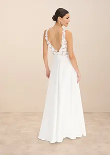 Brautkleid aus glänzendem Satin mit Blumen-Applikation, bonprix