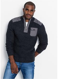 Troyer Pullover mit Web-Besatz, John Baner JEANSWEAR