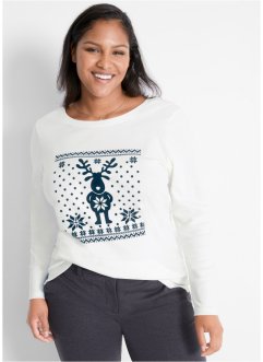 Baumwoll-Langarmshirt mit Weihnachtsmotiv, bpc bonprix collection