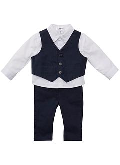 Baby Hemd + Weste + Hose (3-tlg. Set), bpc bonprix collection