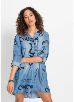 Oversized Jeanskleid mit Schriftzug aus TENCEL™ Lyocell, RAINBOW